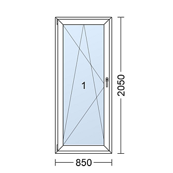 Kunststoff-Balkontüren | 85x205 cm (850x2050 mm) | weiß | Dreh-Kipp | links