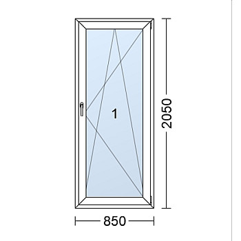 Kunststoff-Balkontüren | 85 x 205 cm (850 x 2050 mm) | weiß | Dreh-Kipp | rechts