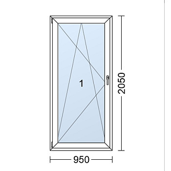 Kunststoff-Balkontüren | 95x205 cm (950x2050 mm) | weiß | Dreh-Kipp | links