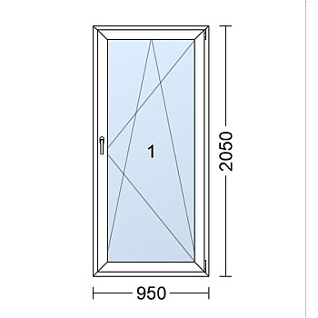 Kunststoff-Balkontüren | 95 x 205 cm (950 x 2050 mm) | weiß | Dreh-Kipp | rechts