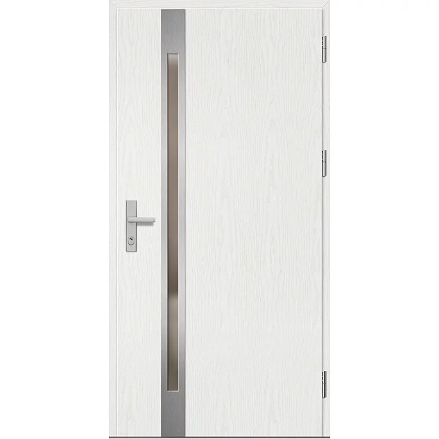 Ocelové vchodové dveře - LANGEN 1 - Borovice Bílá, Label Inox