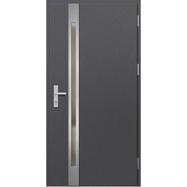 Ocelové vchodové dveře - LANGEN 1 - Hladký Antracit, Label Inox