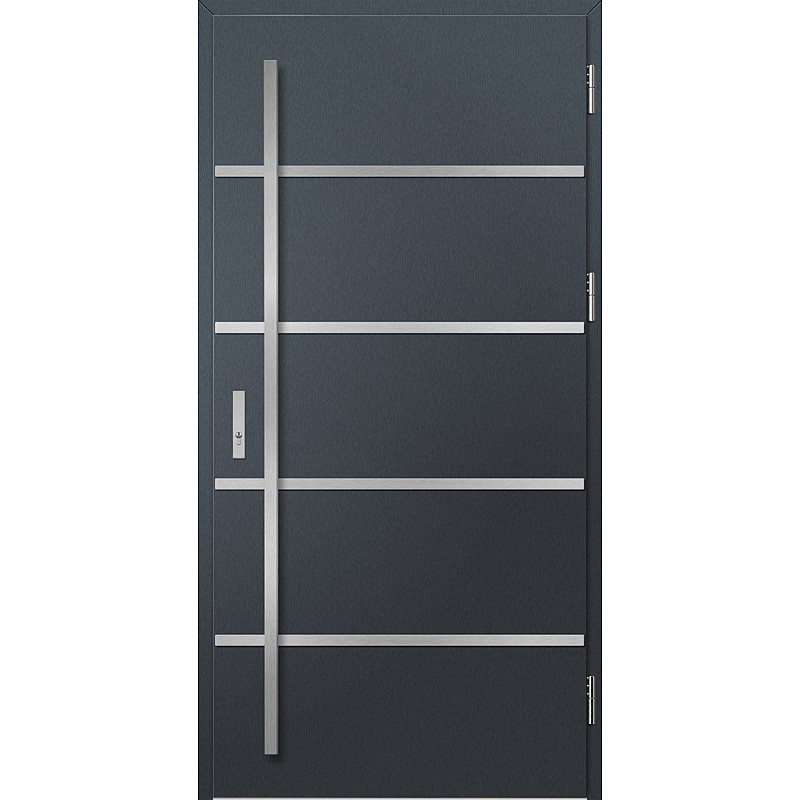 Ocelové vchodové dveře - BIENE 1 - Antracit Struktura, Label Inox Ocelové vchodové dveře ERKADO - BIENE 1 - Antracit Struktura, Label Inox