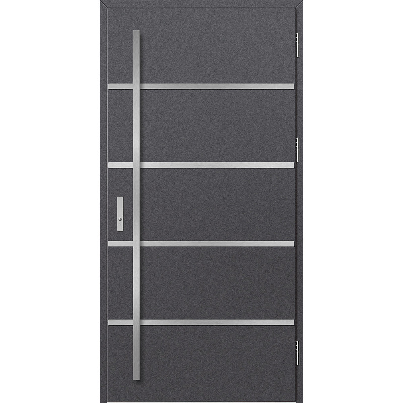 Ocelové vchodové dveře - BIENE 1 - Hladký Antracit, Label Inox Ocelové vchodové dveře ERKADO - BIENE 1 - Hladký Antracit, Label Inox