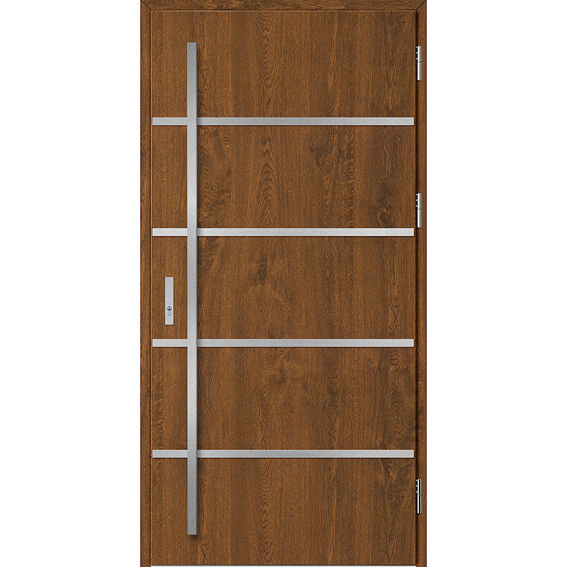 Ocelové vchodové dveře - BIENE 1 - Ořech, Label Inox Ocelové vchodové dveře ERKADO - BIENE 1 - Ořech, Label Inox
