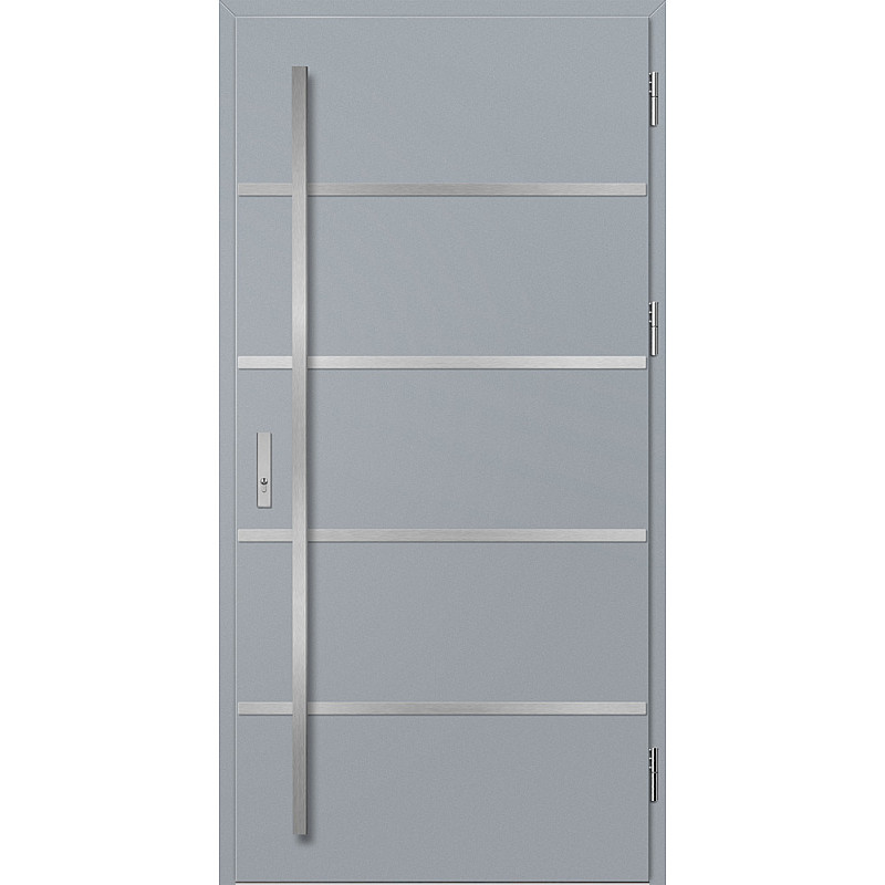 Ocelové vchodové dveře - BIENE 1 - Šedá, Label Inox Ocelové vchodové dveře ERKADO - BIENE 1 - Šedá, Label Inox