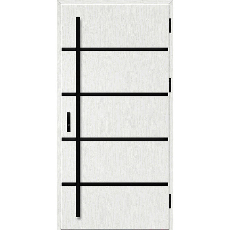 Ocelové vchodové dveře - BIENE 1 - Borovice Bílá, Stamp Black Ocelové vchodové dveře ERKADO - BIENE 1 - Borovice Bílá, Stamp Black