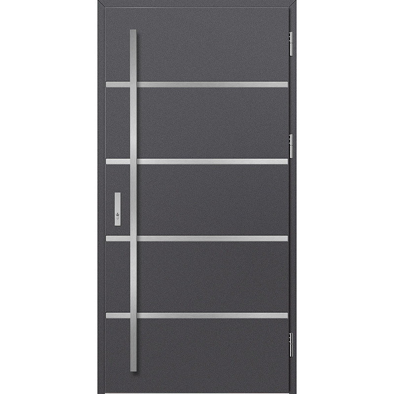 Ocelové vchodové dveře - BIENE 1 - Hladký Antracit, Stamp Inox Ocelové vchodové dveře ERKADO - BIENE 1 - Hladký Antracit, Stamp Inox