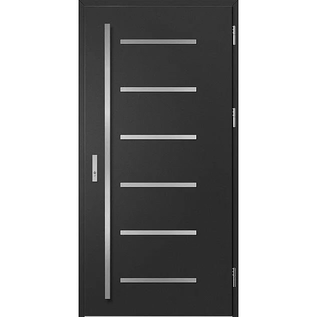 Ocelové vchodové dveře ERKADO - BIENE 4 - Černá, Label Inox