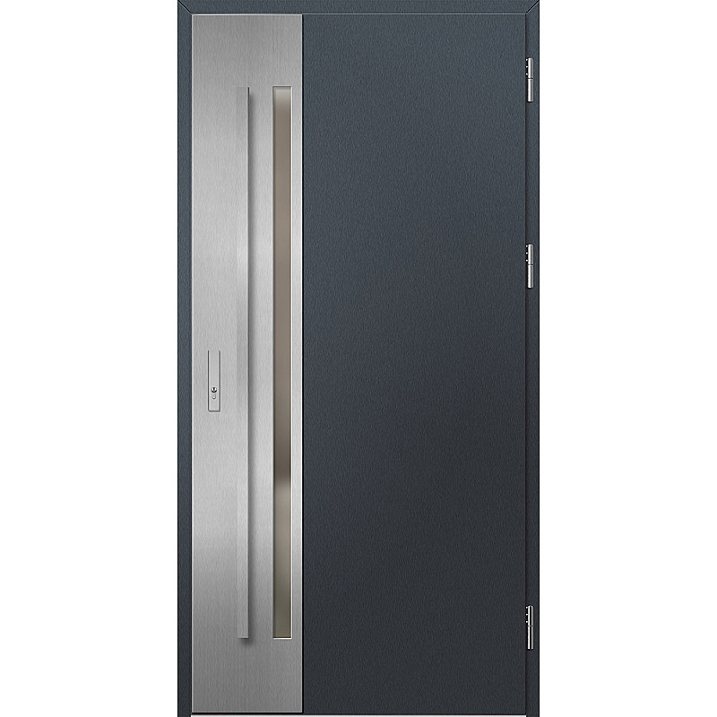 Ocelové vchodové dveře - LANGEN 2 - Antracit Struktura, Label Inox Ocelové vchodové dveře ERKADO - LANGEN 2 - Antracit Struktura, Label Inox
