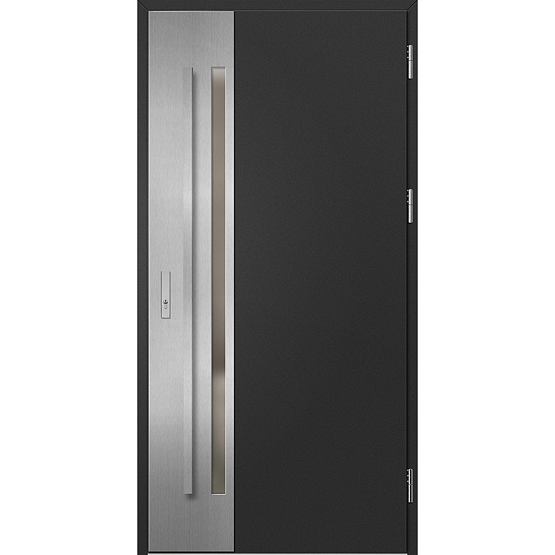 Ocelové vchodové dveře - LANGEN 2 - Černá, Label Inox Ocelové vchodové dveře ERKADO - LANGEN 2 - Černá, Label Inox