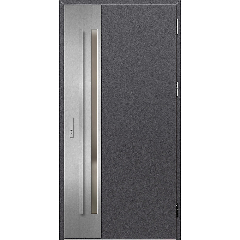 Ocelové vchodové dveře - LANGEN 2 - Hladký Antracit, Label Inox Ocelové vchodové dveře - LANGEN 2 - Hladký Antracit, Label Inox