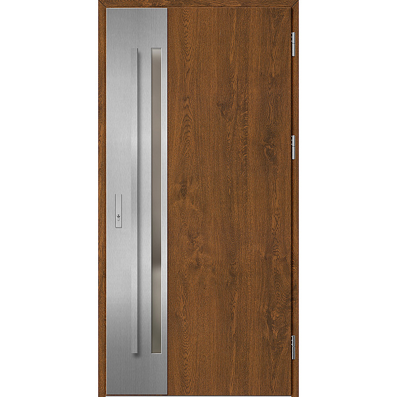 Ocelové vchodové dveře - LANGEN 2 - Ořech, Label Inox Ocelové vchodové dveře ERKADO - LANGEN 2 - Ořech, Label Inox