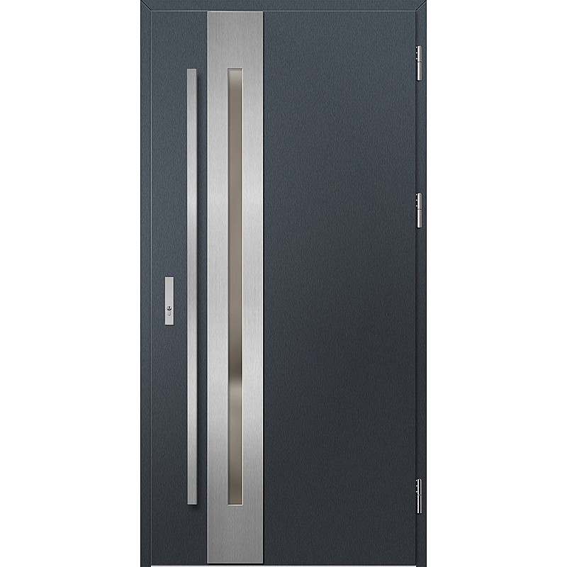 Ocelové vchodové dveře - LANGEN 3 - Antracit Struktura, Label Inox Ocelové vchodové dveře ERKADO - LANGEN 3 - Antracit Struktura, Label Inox