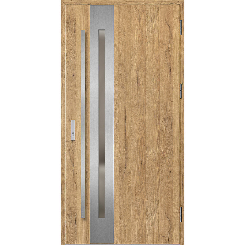 Ocelové vchodové dveře - LANGEN 3 - Dub Natur, Label Inox Ocelové vchodové dveře ERKADO - LANGEN 3 - Dub Natur, Label Inox