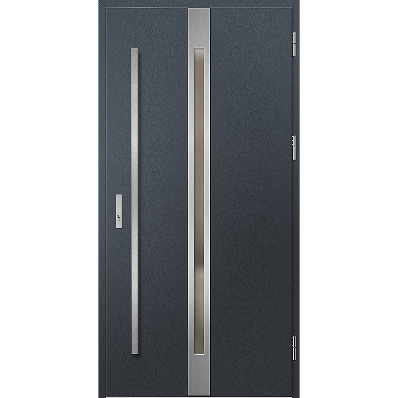 Ocelové vchodové dveře - LANGEN 4 - Antracit Struktura, Label Inox Ocelové vchodové dveře ERKADO - LANGEN 4 - Antracit Struktura, Label Inox
