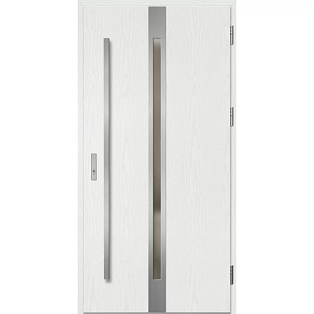 Ocelové vchodové dveře ERKADO - LANGEN 4 - Borovice Bílá, Label Inox