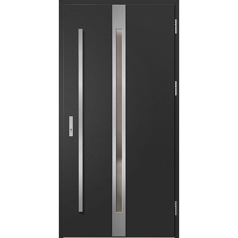 Ocelové vchodové dveře - LANGEN 4 - Černá, Label Inox Ocelové vchodové dveře ERKADO - LANGEN 4 - Černá, Label Inox