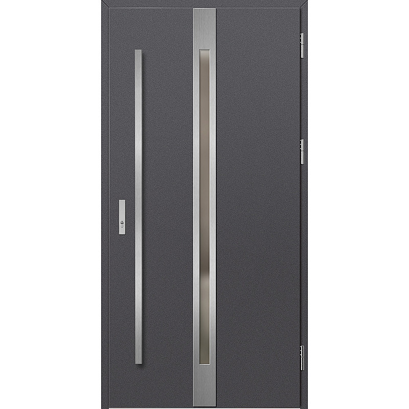 Ocelové vchodové dveře - LANGEN 4 - Hladký Antracit, Label Inox Ocelové vchodové dveře - LANGEN 4 - Hladký Antracit, Label Inox