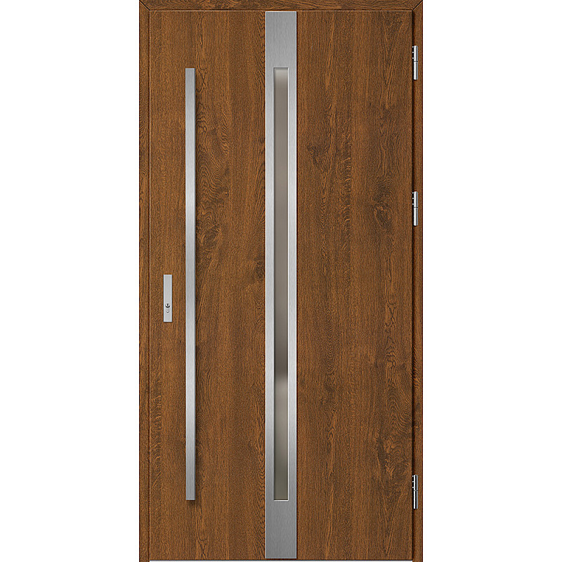 Ocelové vchodové dveře - LANGEN 4 - Ořech, Label Inox Ocelové vchodové dveře ERKADO - LANGEN 4 - Ořech, Label Inox
