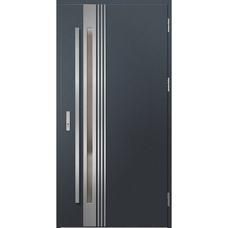 Ocelové vchodové dveře - LANGEN 5 - Antracit Struktura, Label Inox Ocelové vchodové dveře ERKADO - LANGEN 5 - Antracit Struktura, Label Inox