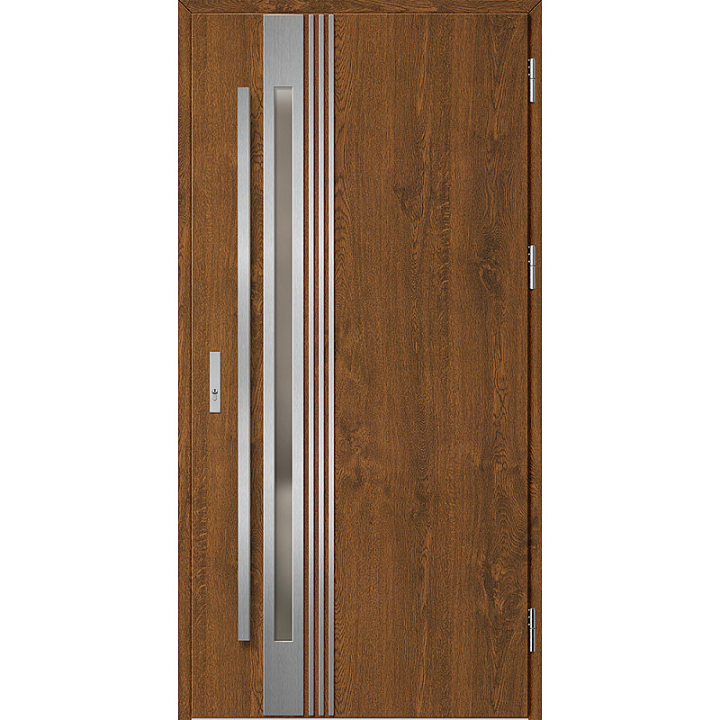 Ocelové vchodové dveře - LANGEN 5 - Ořech, Label Inox Ocelové vchodové dveře ERKADO - LANGEN 5 - Ořech, Label Inox