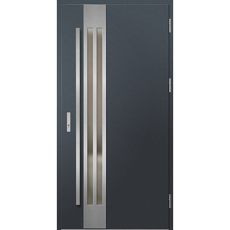 Ocelové vchodové dveře - LEIMEN 1 - Antracit Struktura, Label Inox Ocelové vchodové dveře ERKADO - LEIMEN 1 - Antracit Struktura, Label Inox