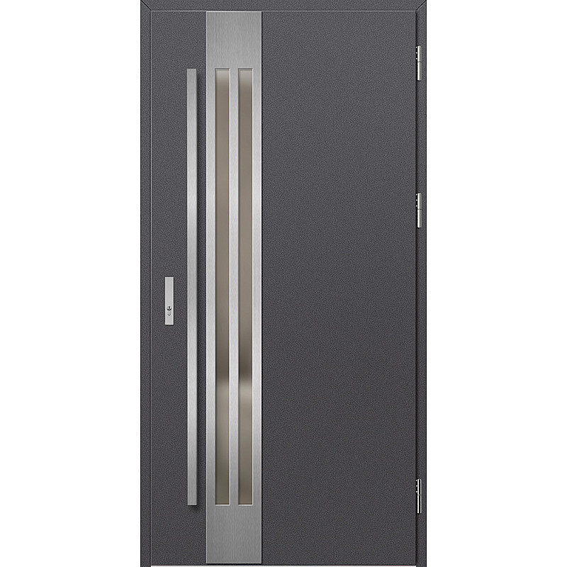 Ocelové vchodové dveře - LEIMEN 1 - Hladký Antracit, Label Inox Ocelové vchodové dveře ERKADO - LEIMEN 1 - Hladký Antracit, Label Inox