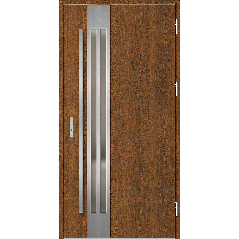 Ocelové vchodové dveře - LEIMEN 1 - Ořech, Label Inox Ocelové vchodové dveře ERKADO - LEIMEN 1 - Ořech, Label Inox