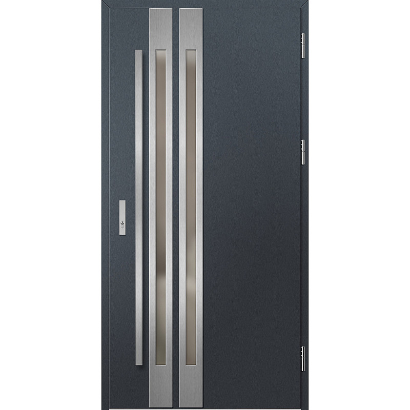 Ocelové vchodové dveře - LEIMEN 2 - Antracit Struktura, Label Inox Ocelové vchodové dveře ERKADO - LEIMEN 2 - Antracit Struktura, Label Inox