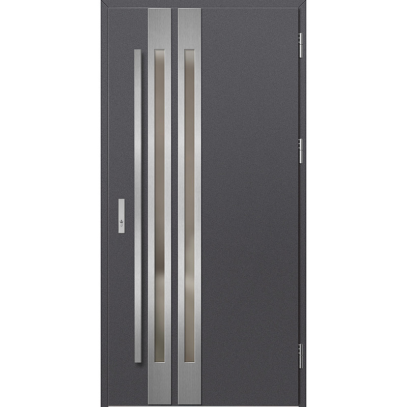 Ocelové vchodové dveře - LEIMEN 2 - Hladký Antracit, Label Inox Ocelové vchodové dveře ERKADO - LEIMEN 2 - Hladký Antracit, Label Inox