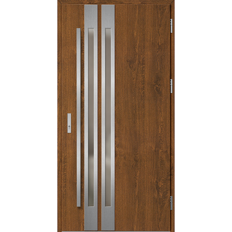 Ocelové vchodové dveře - LEIMEN 2 - Ořech, Label Inox Ocelové vchodové dveře ERKADO - LEIMEN 2 - Ořech, Label Inox