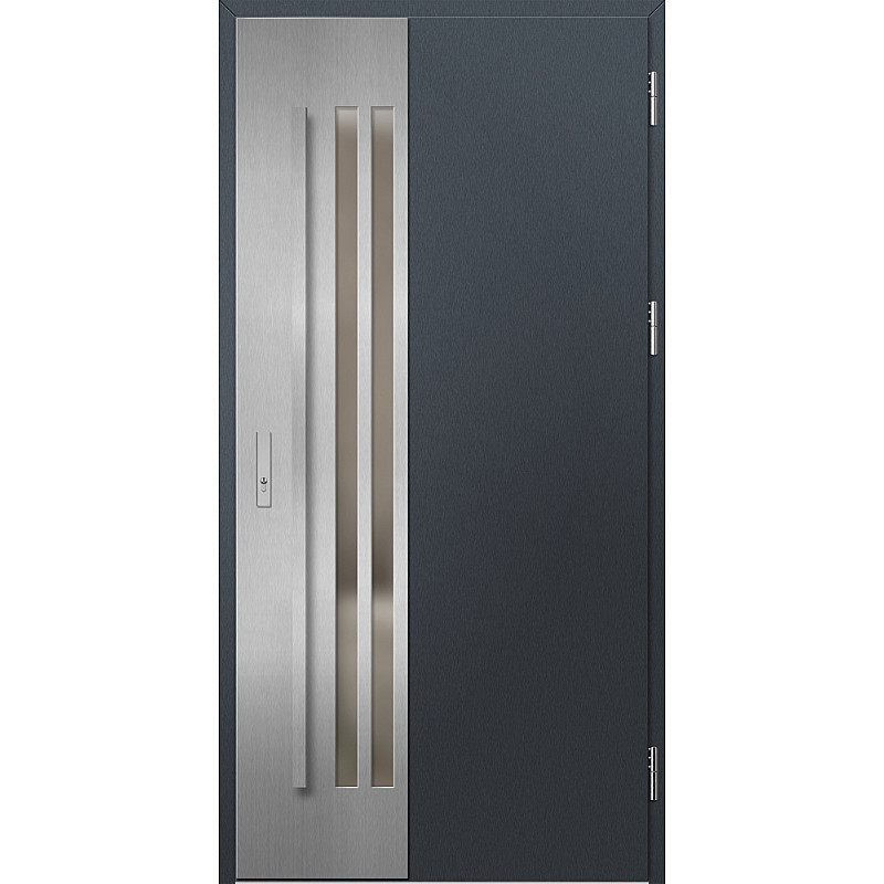 Ocelové vchodové dveře - LEIMEN 3 - Antracit Struktura, Label Inox Ocelové vchodové dveře ERKADO - LEIMEN 3 - Antracit Struktura, Label Inox