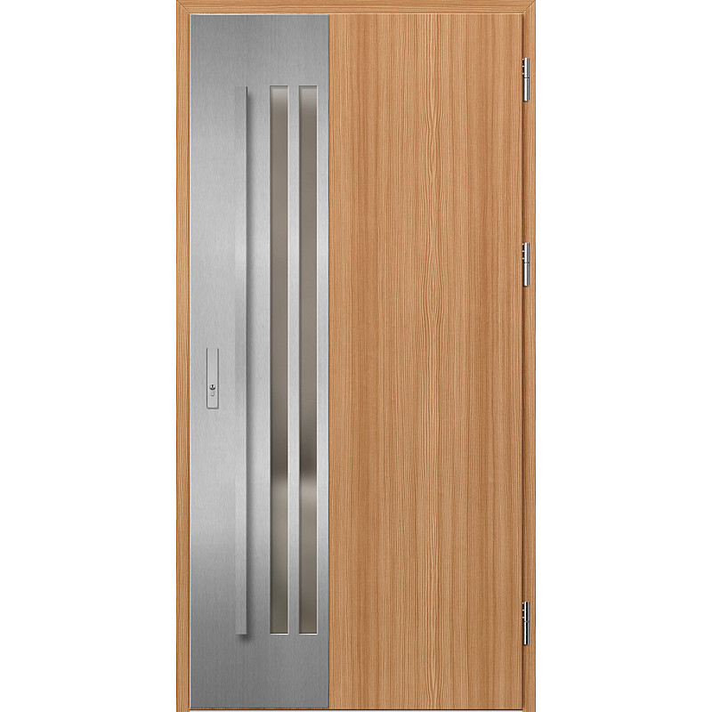 Ocelové vchodové dveře - LEIMEN 3 - Borovice horská, Label Inox Ocelové vchodové dveře ERKADO - LEIMEN 3 - Borovice horská, Label Inox