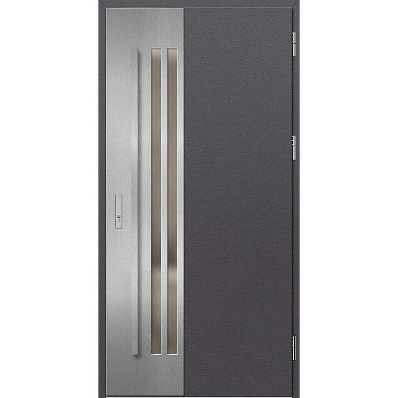 Ocelové vchodové dveře - LEIMEN 3 - Hladký Antracit, Label Inox Ocelové vchodové dveře ERKADO - LEIMEN 3 - Hladký Antracit, Label Inox