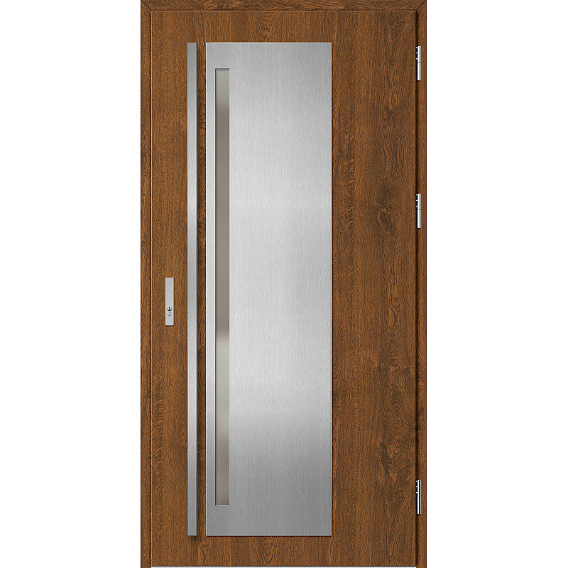 Ocelové vchodové dveře - LINDEN 1 - Ořech, Label Inox Ocelové vchodové dveře ERKADO - LINDEN 1 - Ořech, Label Inox