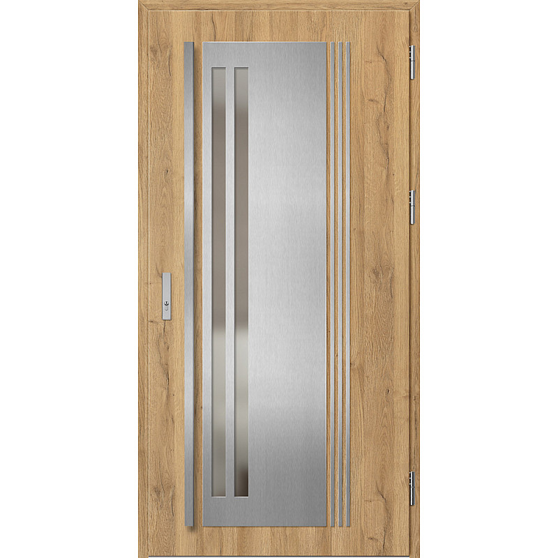 Ocelové vchodové dveře - LINDEN 5 - Dub Natur, Label Inox Ocelové vchodové dveře ERKADO - LINDEN 5 - Dub Natur, Label Inox