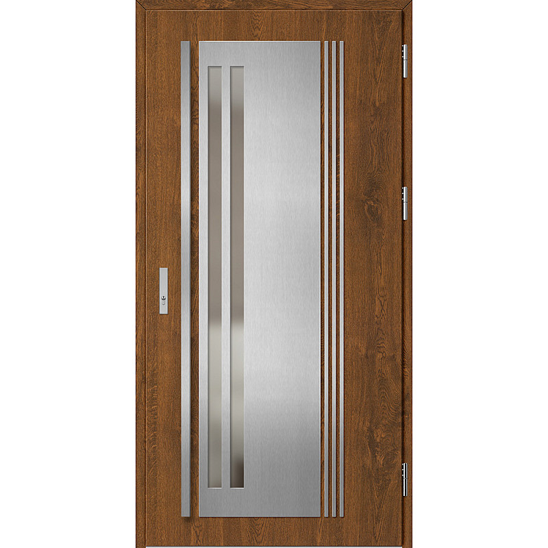 Ocelové vchodové dveře - LINDEN 5 - Ořech, Label Inox Ocelové vchodové dveře ERKADO - LINDEN 5 - Ořech, Label Inox