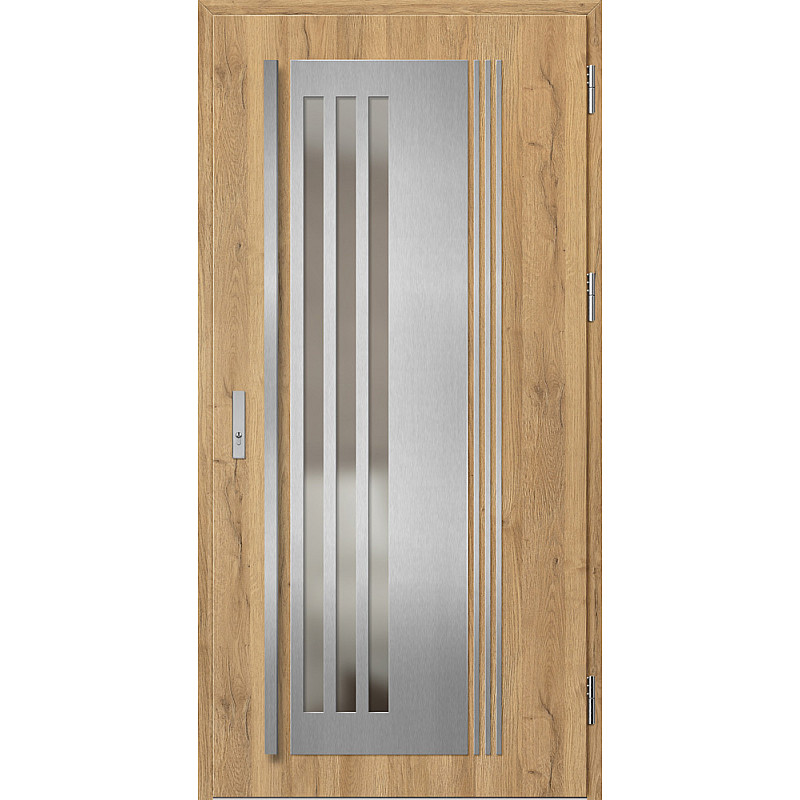 Ocelové vchodové dveře - LINDEN 6 - Dub Natur, Label Inox Ocelové vchodové dveře ERKADO - LINDEN 6 - Dub Natur, Label Inox