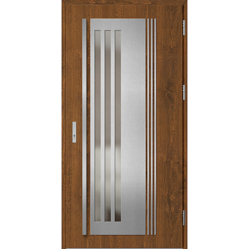 Ocelové vchodové dveře - LINDEN 6 - Ořech, Label Inox Ocelové vchodové dveře ERKADO - LINDEN 6 - Ořech, Label Inox