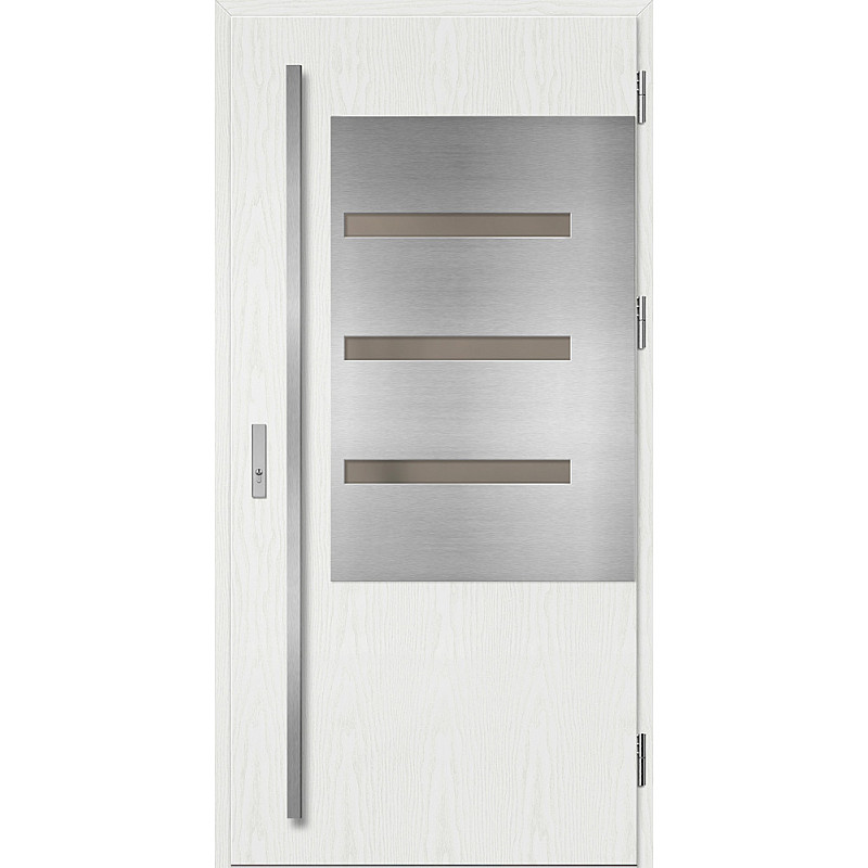 Ocelové vchodové dveře - MELK 1 - Borovice Bílá, Label Inox Ocelové vchodové dveře ERKADO - MELK 1 - Borovice Bílá, Label Inox