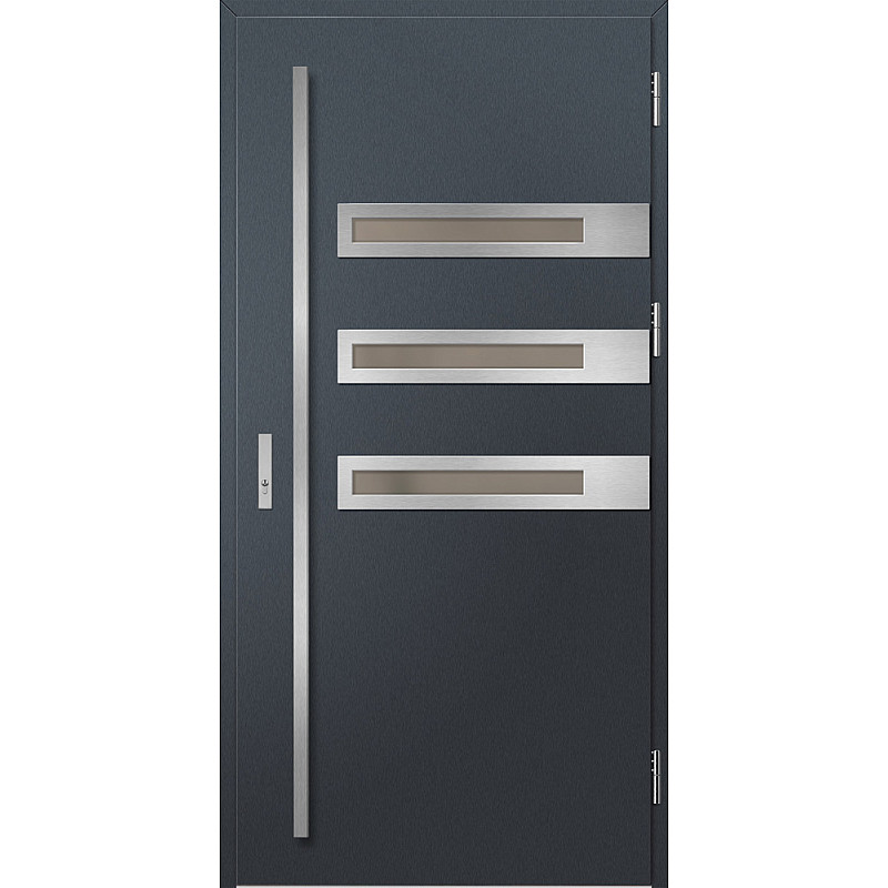 Ocelové vchodové dveře - MELK 2 - Antracit Struktura, Label Inox Ocelové vchodové dveře ERKADO - MELK 2 - Antracit Struktura, Label Inox