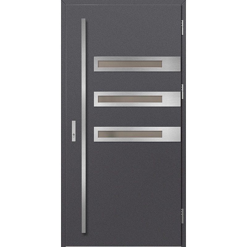 Ocelové vchodové dveře - MELK 2 - Hladký Antracit, Label Inox Ocelové vchodové dveře ERKADO - MELK 2 - Hladký Antracit, Label Inox