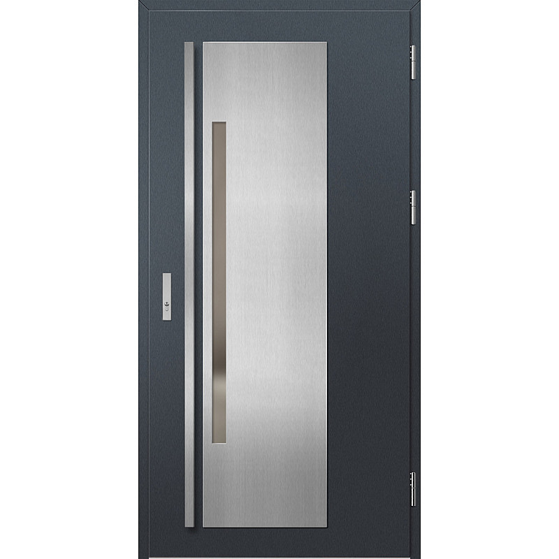 Ocelové vchodové dveře - MURTER 1 - Antracit Struktura, Label Inox Ocelové vchodové dveře ERKADO - MURTER 1 - Antracit Struktura, Label Inox