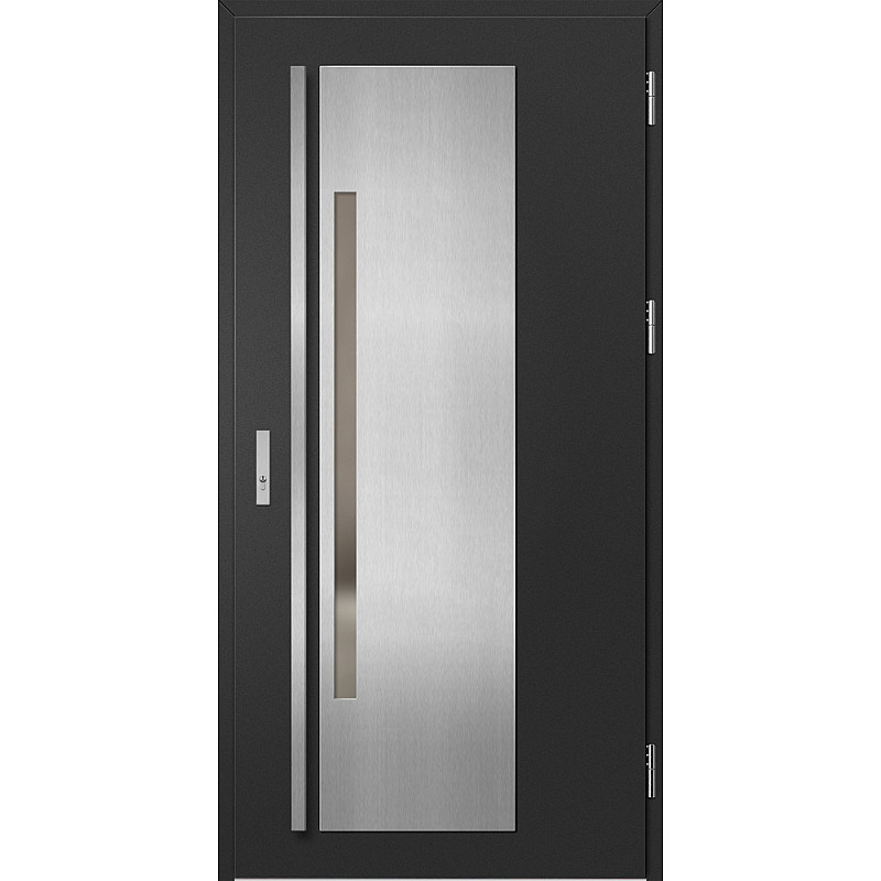 Ocelové vchodové dveře - MURTER 1 - Černá, Label Inox Ocelové vchodové dveře ERKADO - MURTER 1 - Černá, Label Inox