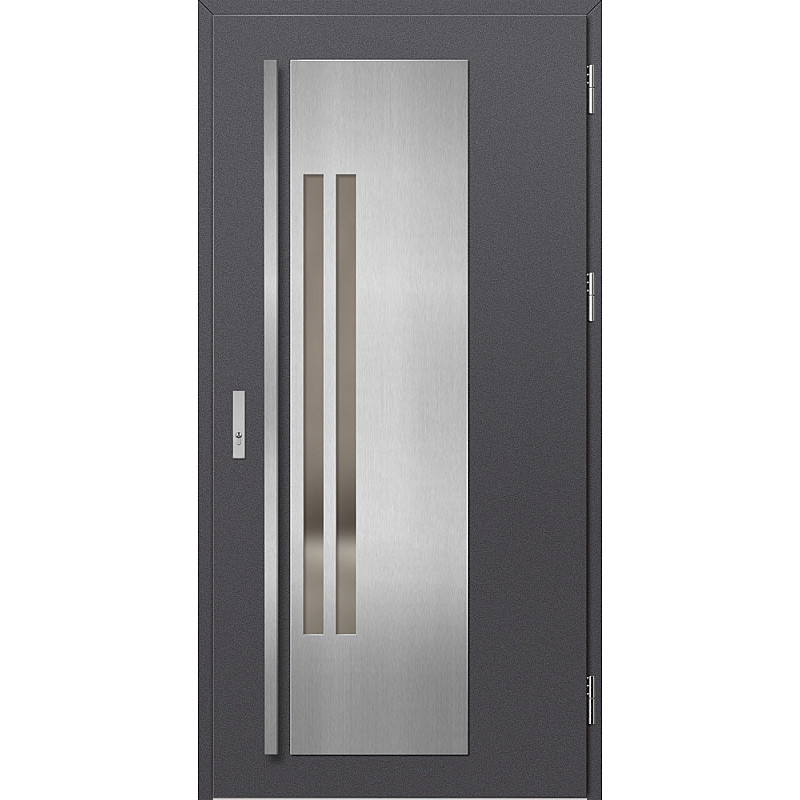 Ocelové vchodové dveře - MURTER 2 - Hladký Antracit, Label Inox Ocelové vchodové dveře ERKADO - MURTER 2 - Hladký Antracit, Label Inox