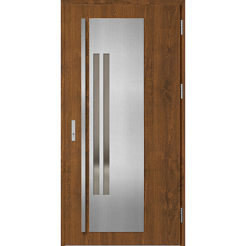 Ocelové vchodové dveře - MURTER 2 - Ořech, Label Inox Ocelové vchodové dveře ERKADO - MURTER 2 - Ořech, Label Inox