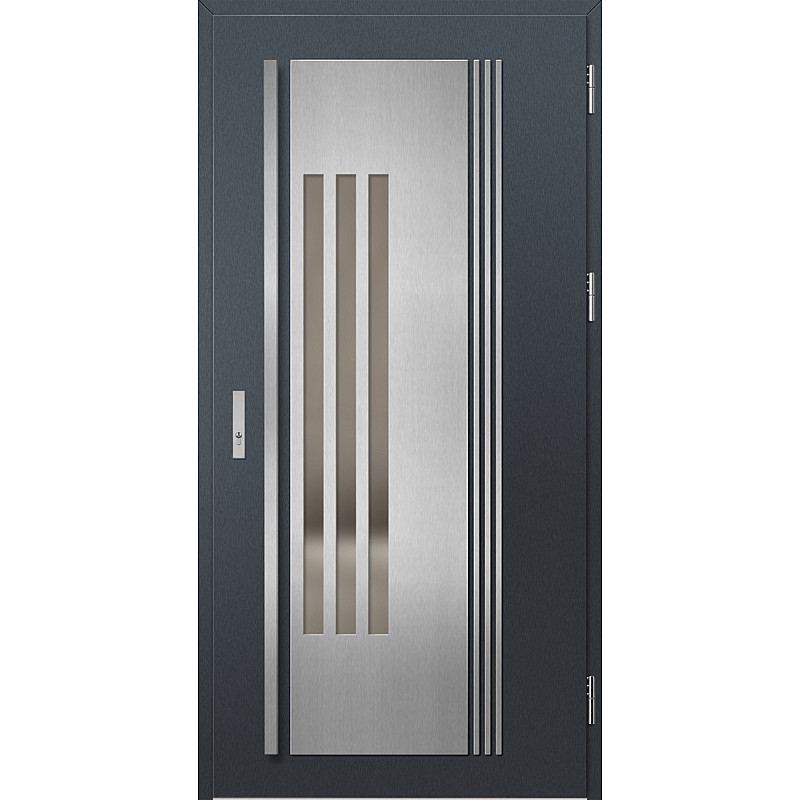 Ocelové vchodové dveře - MURTER 6 - Antracit Struktura, Label Inox Ocelové vchodové dveře ERKADO - MURTER 6 - Antracit Struktura, Label Inox