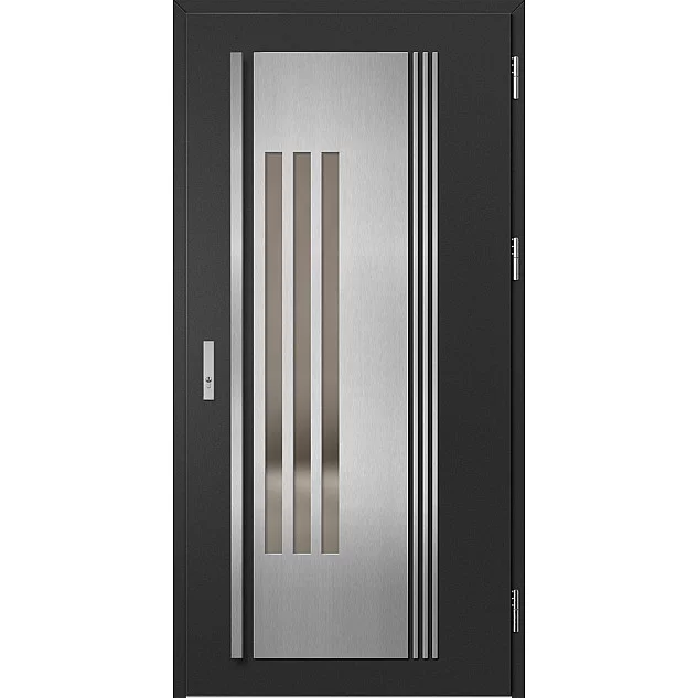 Ocelové vchodové dveře ERKADO - MURTER 6 - Černá, Label Inox