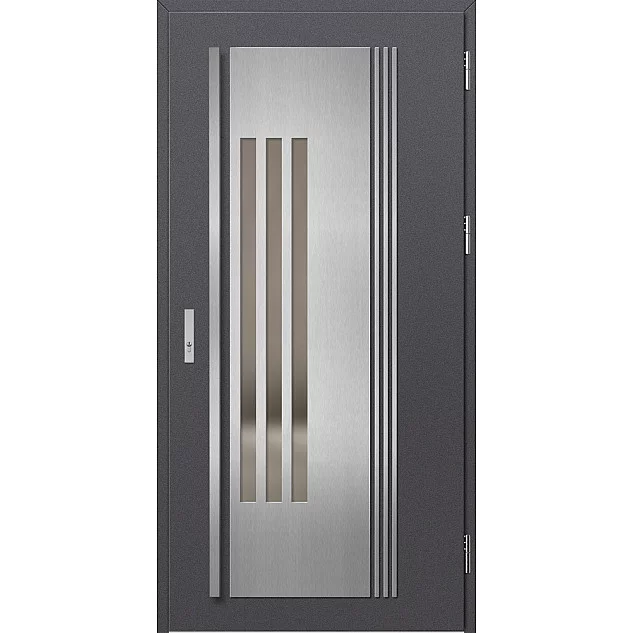 Ocelové vchodové dveře ERKADO - MURTER 6 - Hladký Antracit, Label Inox